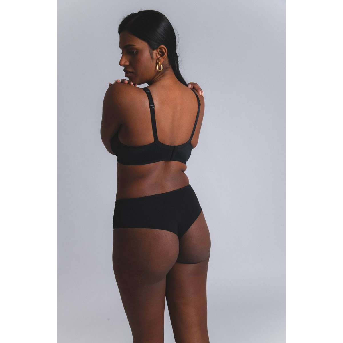 Shorty-tanga en dentelle NUDITÉ noir, MAISON LEJABY