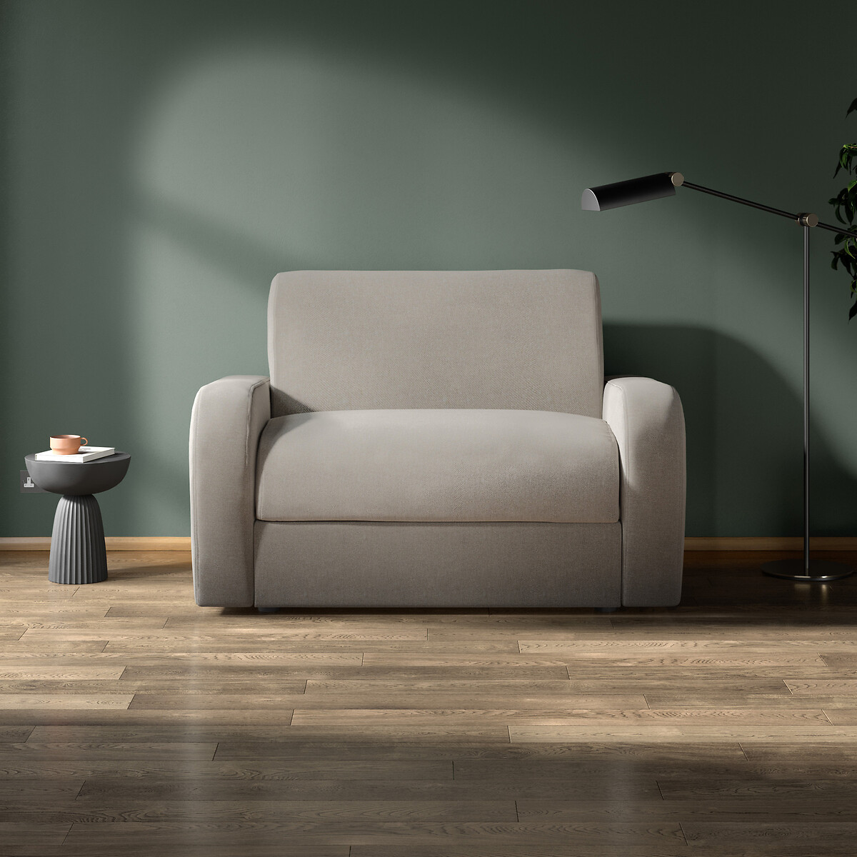 Jay-Be® Deco Brushed Twill Snuggle Chair Sofa Bed with Deep Sprung Mattress smoke grey, JAY-BE