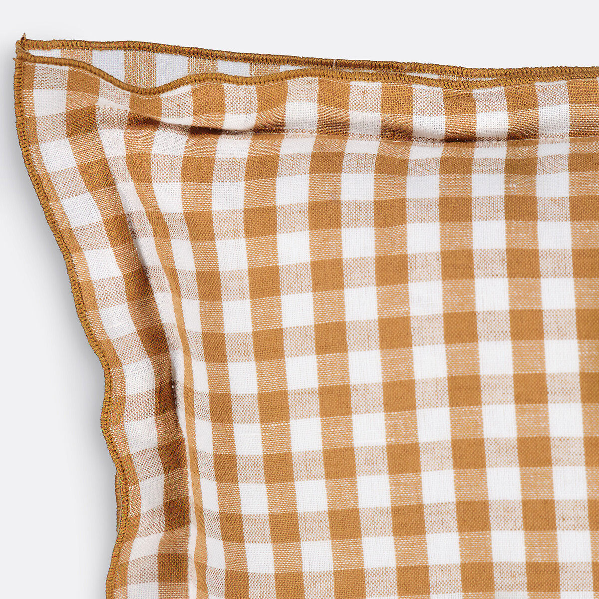 Copricuscino a quadretti cotone e lino, Cottage cannella, LA REDOUTE INTERIEURS