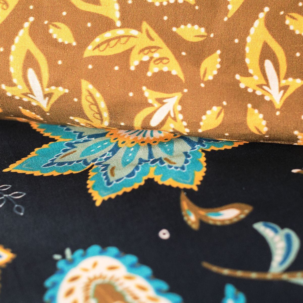 Parure de lit imprimé Floral coton SUNSHINE TAO noir, TODAY