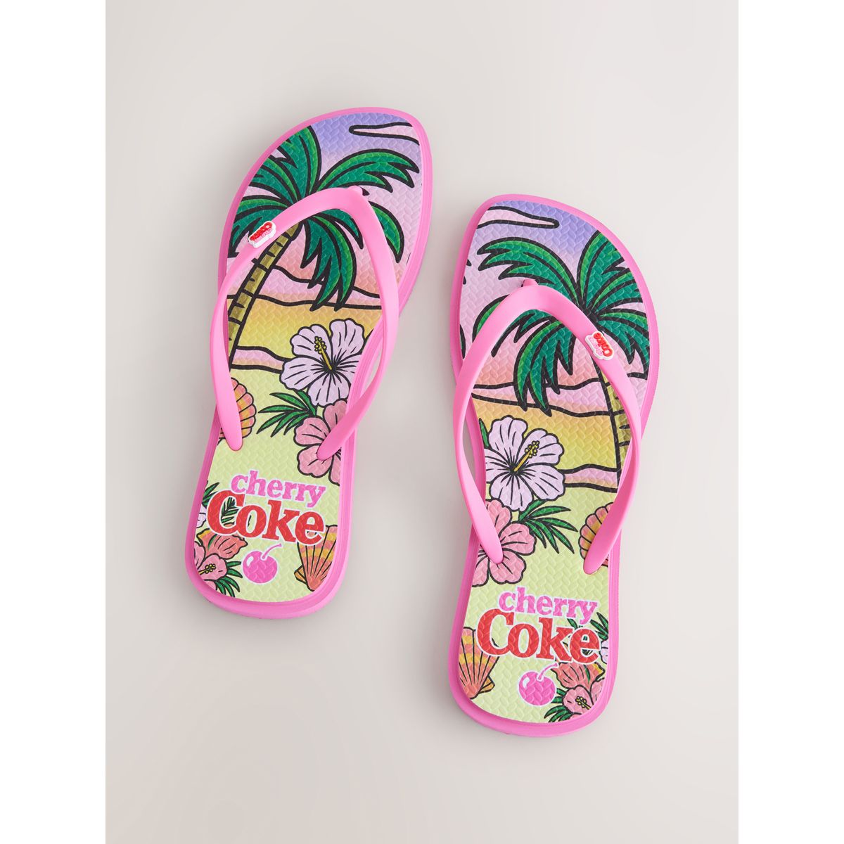 Tongs imprimées coca-cola cerise rose, NEXT