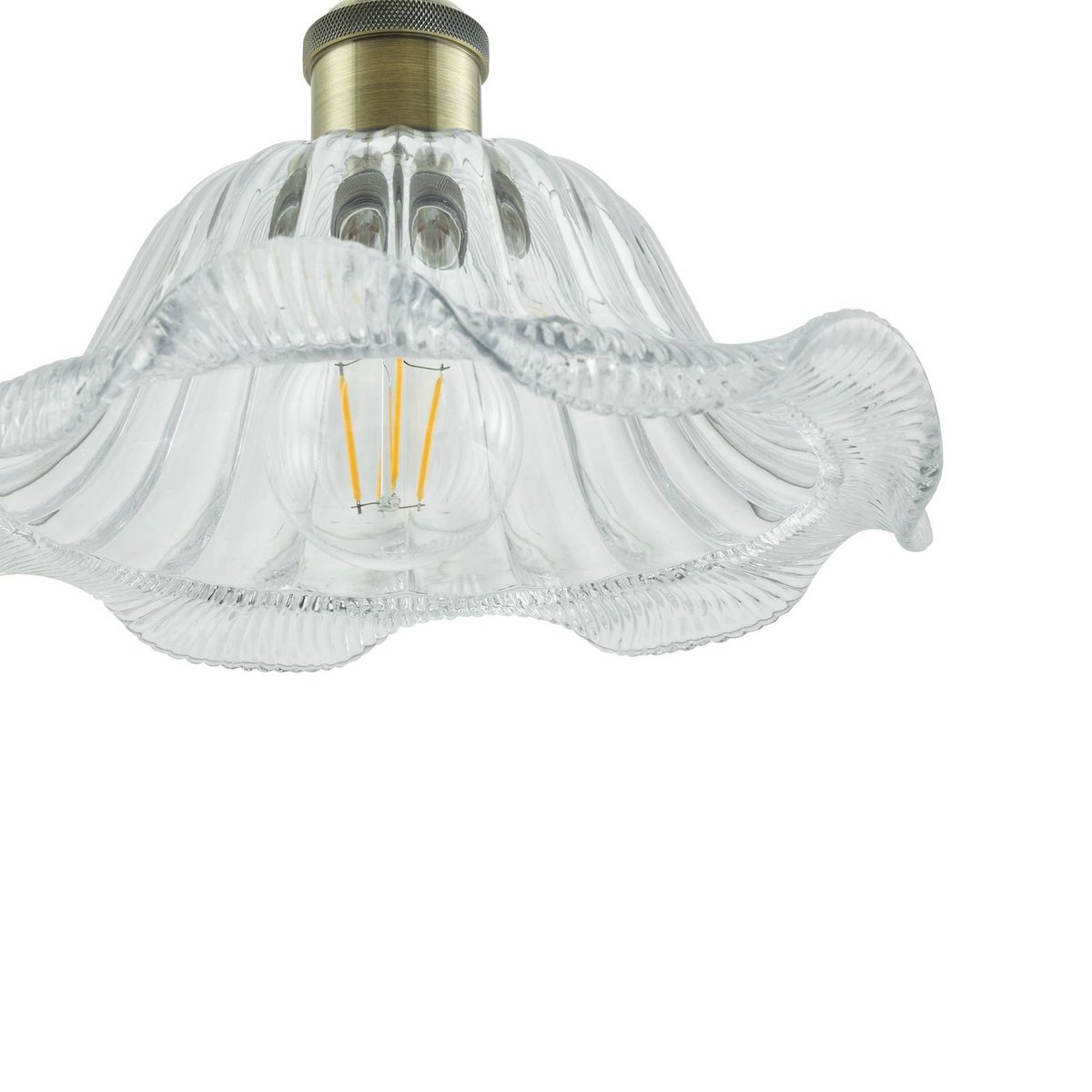 Suspension en verre antique, Ludowika transparent, laiton, noir, LINDBY