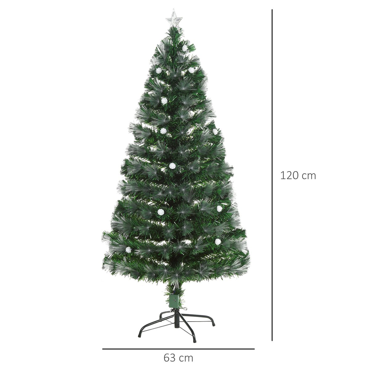 Sapin de Noël Plastique vert, blanc froid et blanc chaud, HOMCOM