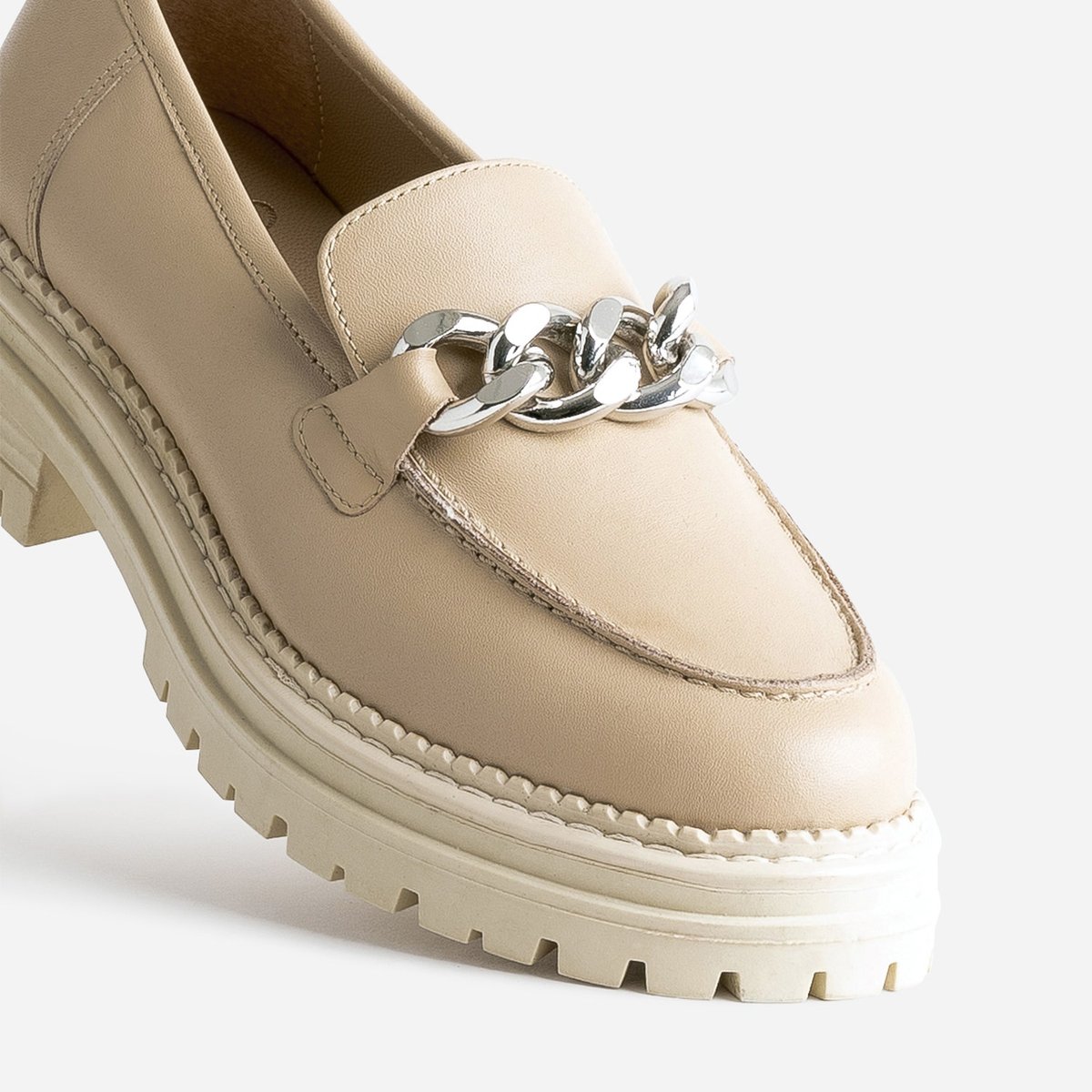 Mocassin en cuir JAHINA beige, TEXTO