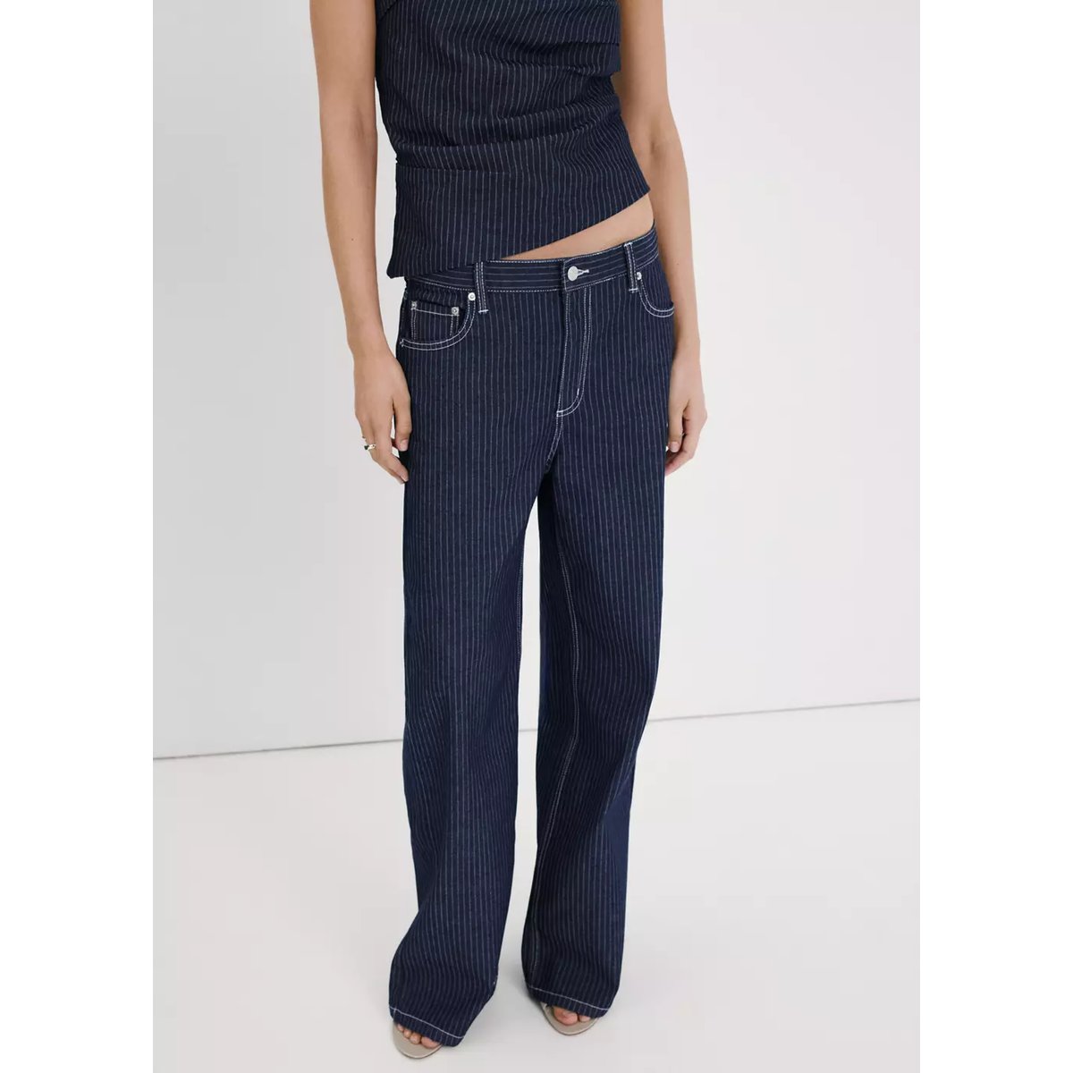Jean droit rayures bleu indigo, MANGO