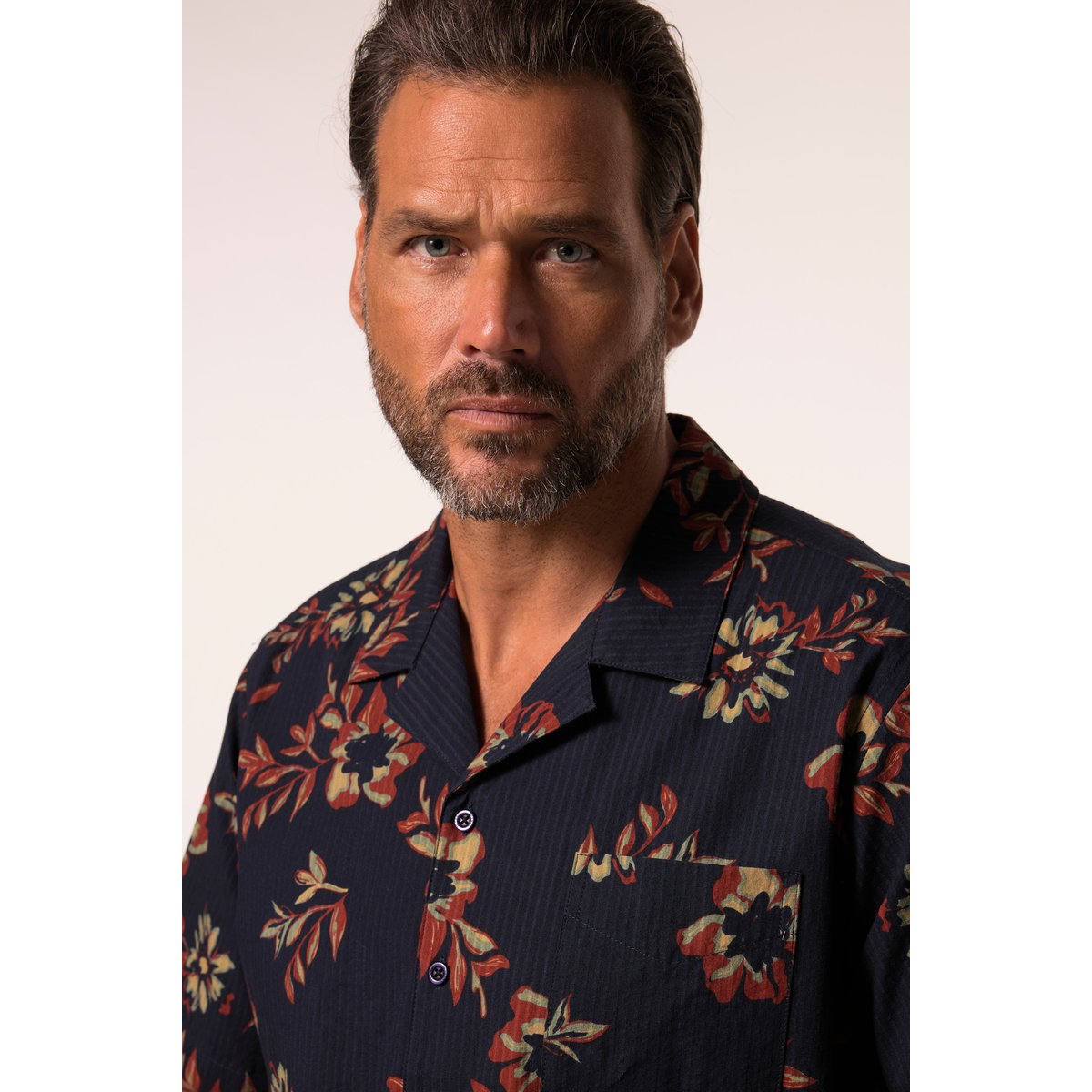 Chemise en seersucker, coupe Cuba-Fit marine, JP1880