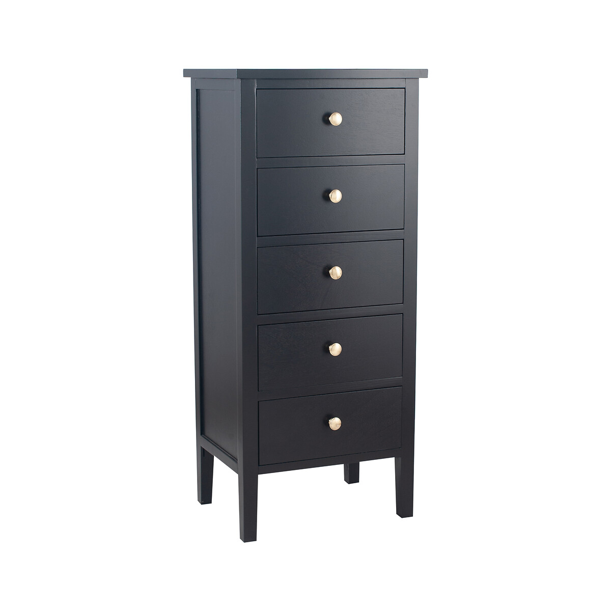 Luxe Pine Wood 5 Drawer Tall Boy black, SO'HOME
