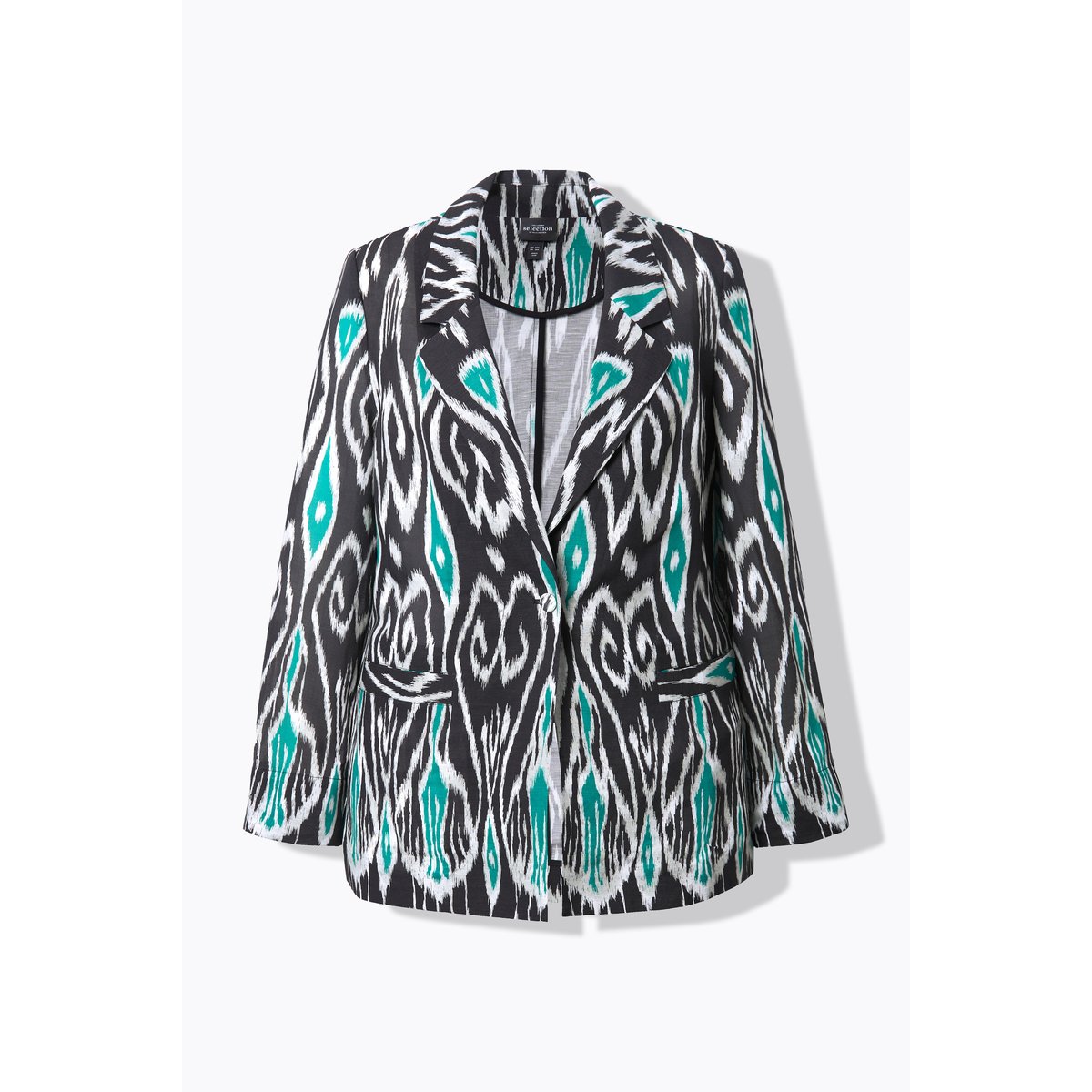 Blazer en lin mélangé noir, ULLA POPKEN