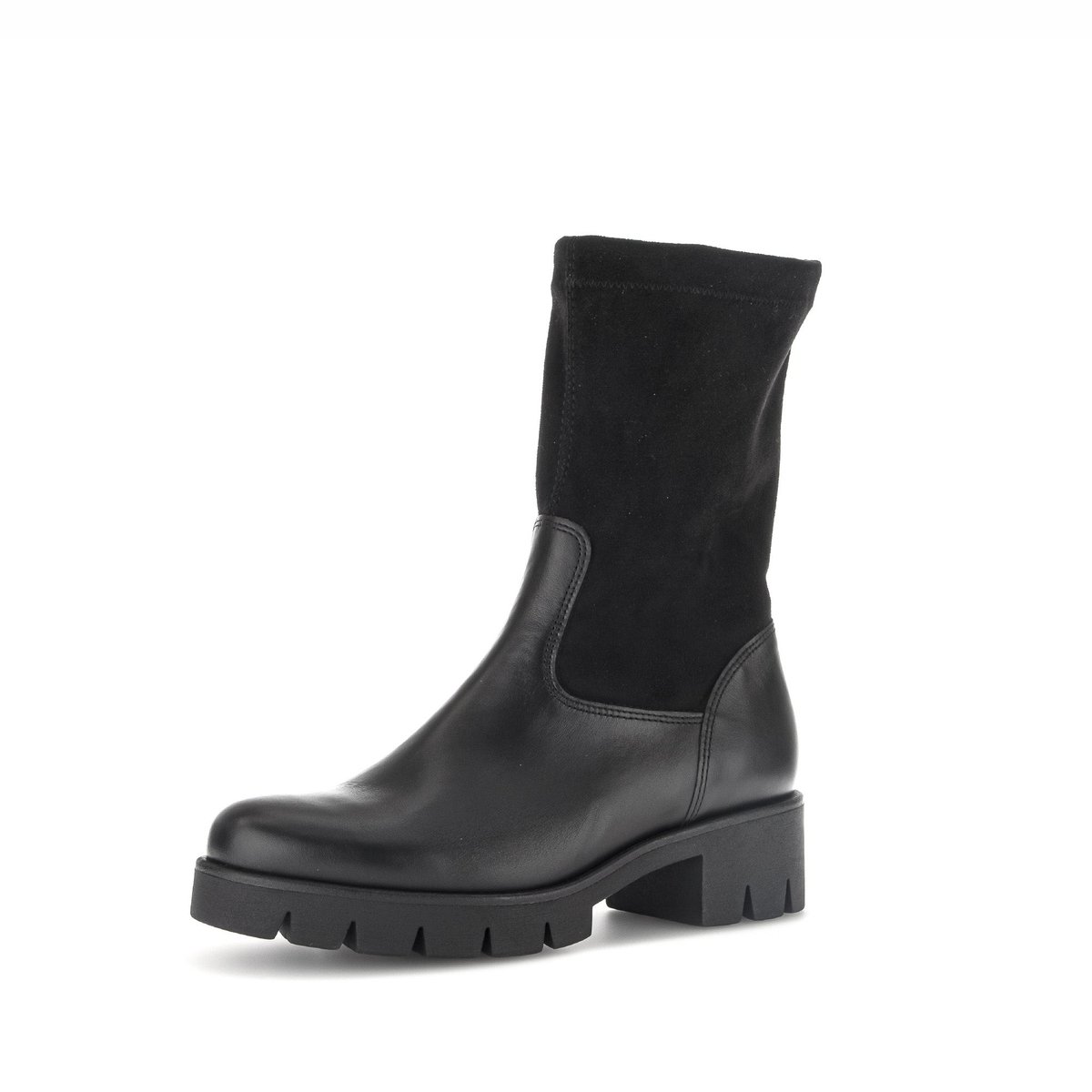 Bottines en cuir lisse/velours à talon décroché noir velours, GABOR