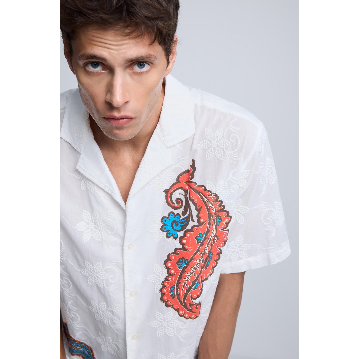 Chemise à manches courtes imprimée blanc, DESIGUAL