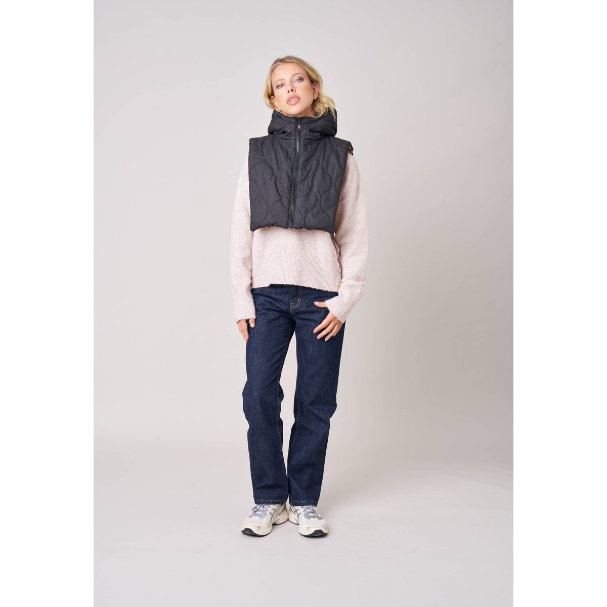 Cache-cou réversible zippé femme imprimé léopard MANISSA black, DEELUXE