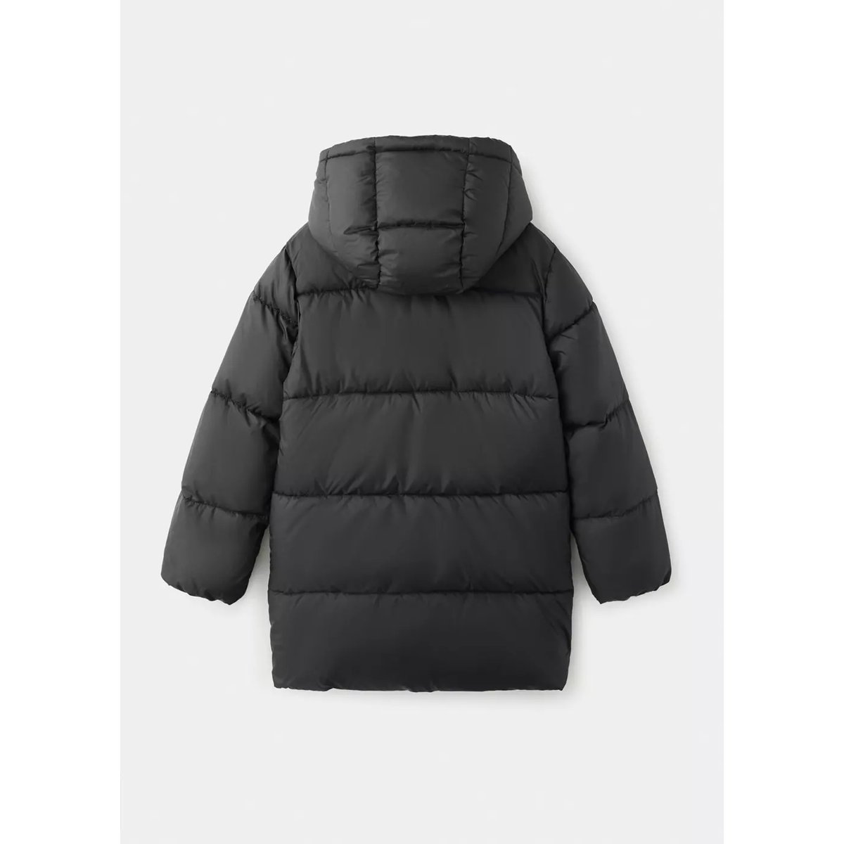 Anorak long matelassé capuche noir, MANGO KIDS