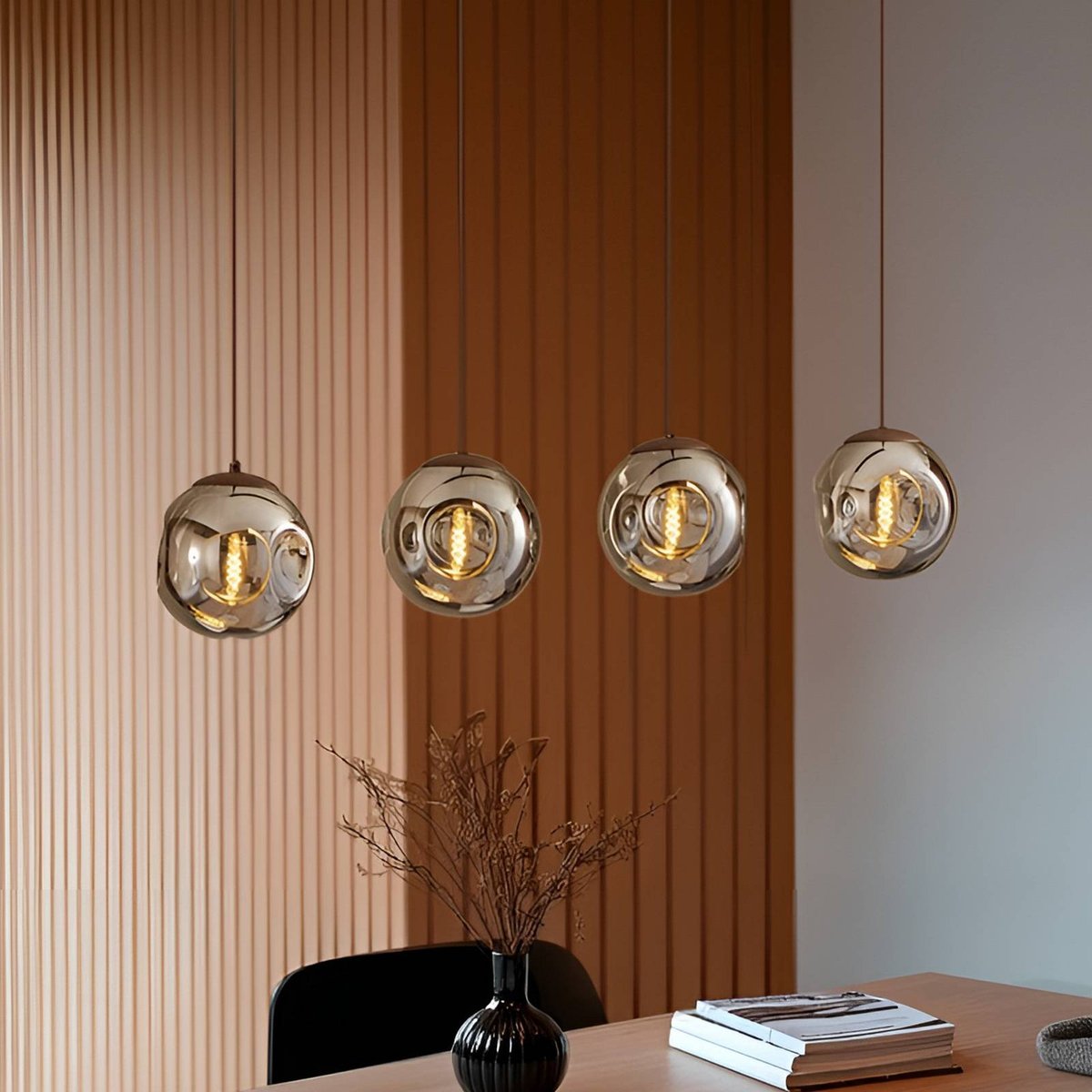 Suspension en verre design, Valentina marron, gris fumé, LINDBY