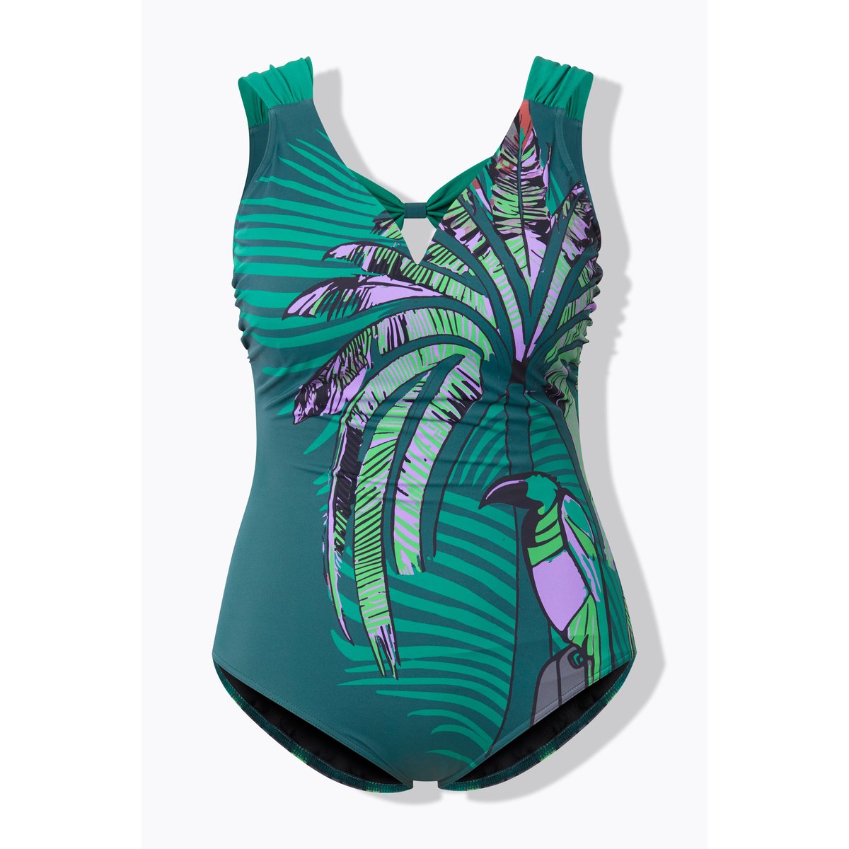 Maillot de bain motif jungle. Bonnets vert foncé, ULLA POPKEN