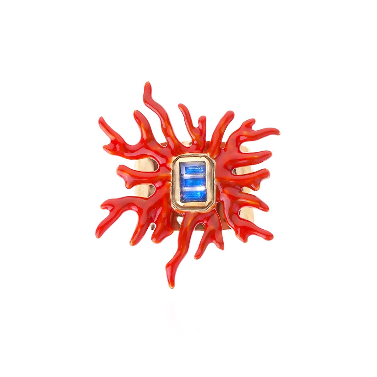 Bague avec cabochon central TALASSA rouge, HIPANEMA