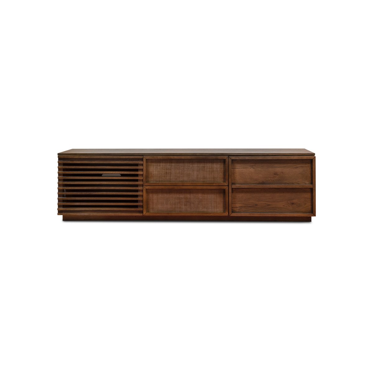 Meuble TV en chêne plaqué JAKE marron, PRODUIT INTERIEUR BRUT