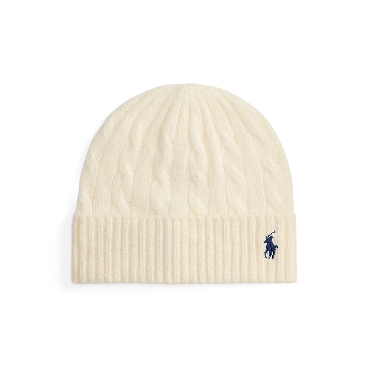 Bonnet avec logo brodé, 90% laine 10% cachemire crème, POLO RALPH LAUREN