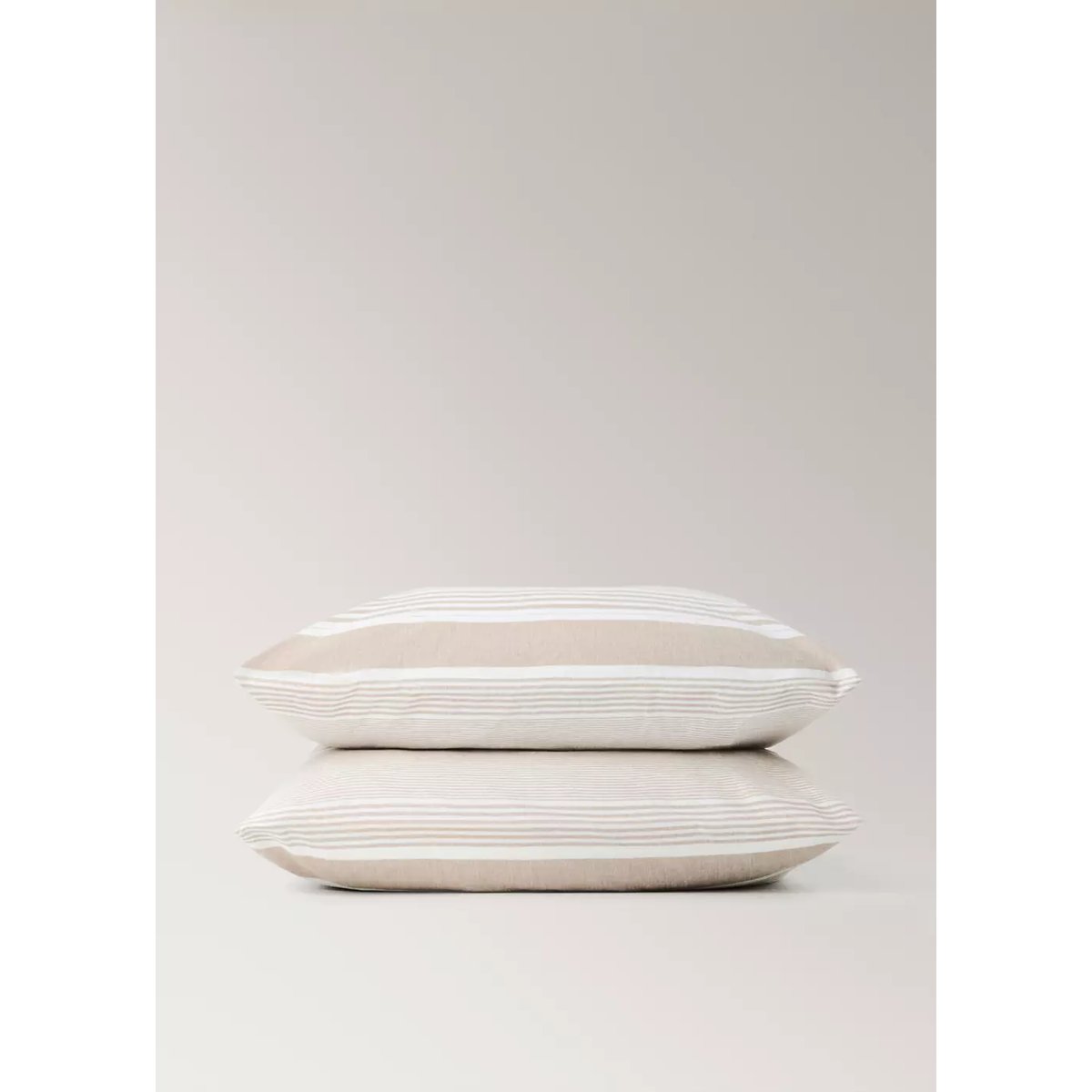 Taie d’oreiller 100 % coton à rayures 60 x 60 cm tabac, MANGO HOME