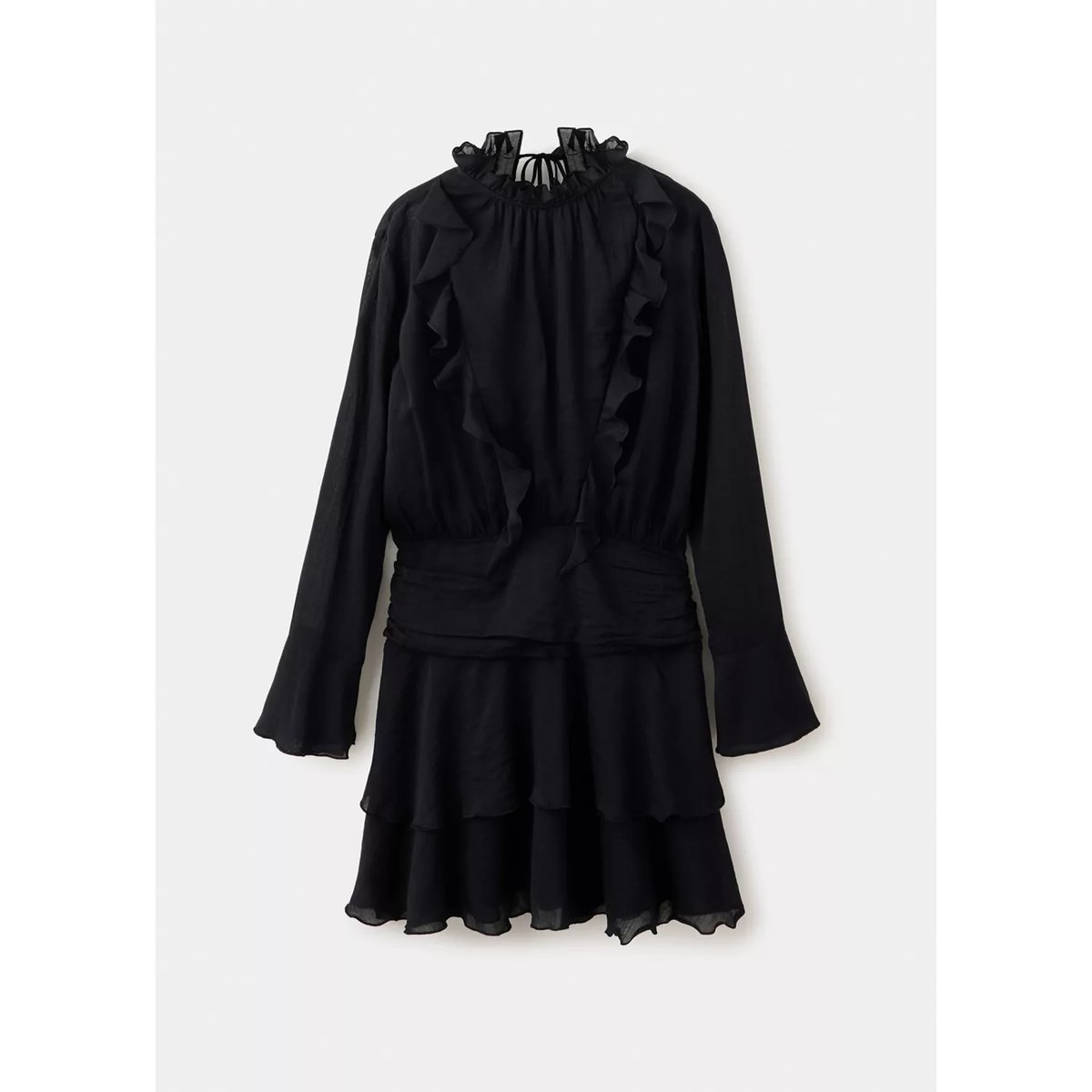 Robe fluide volants noir, MANGO