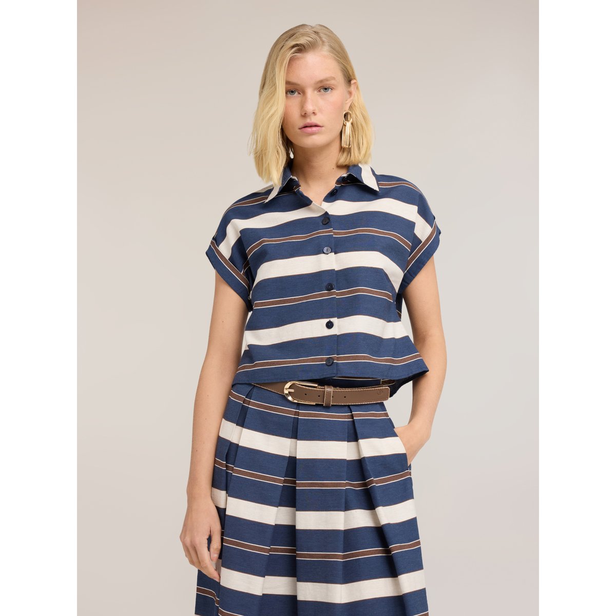 Chemise boxy à rayures bleu, MOTIVI