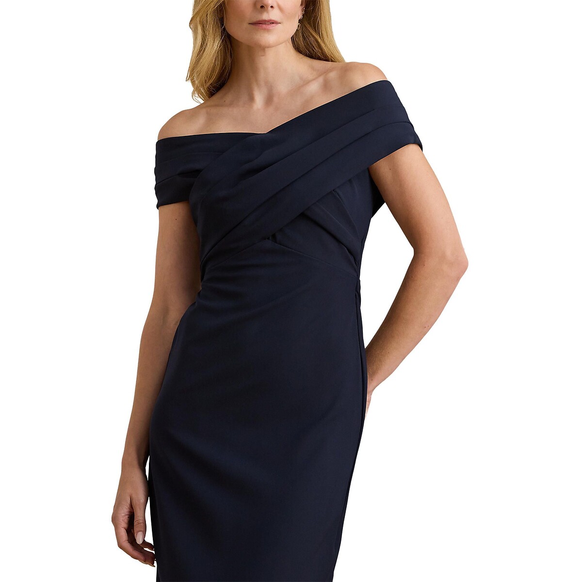Langes Abendkleid IRENE mit kurzen Ärmeln marine, LAUREN RALPH LAUREN