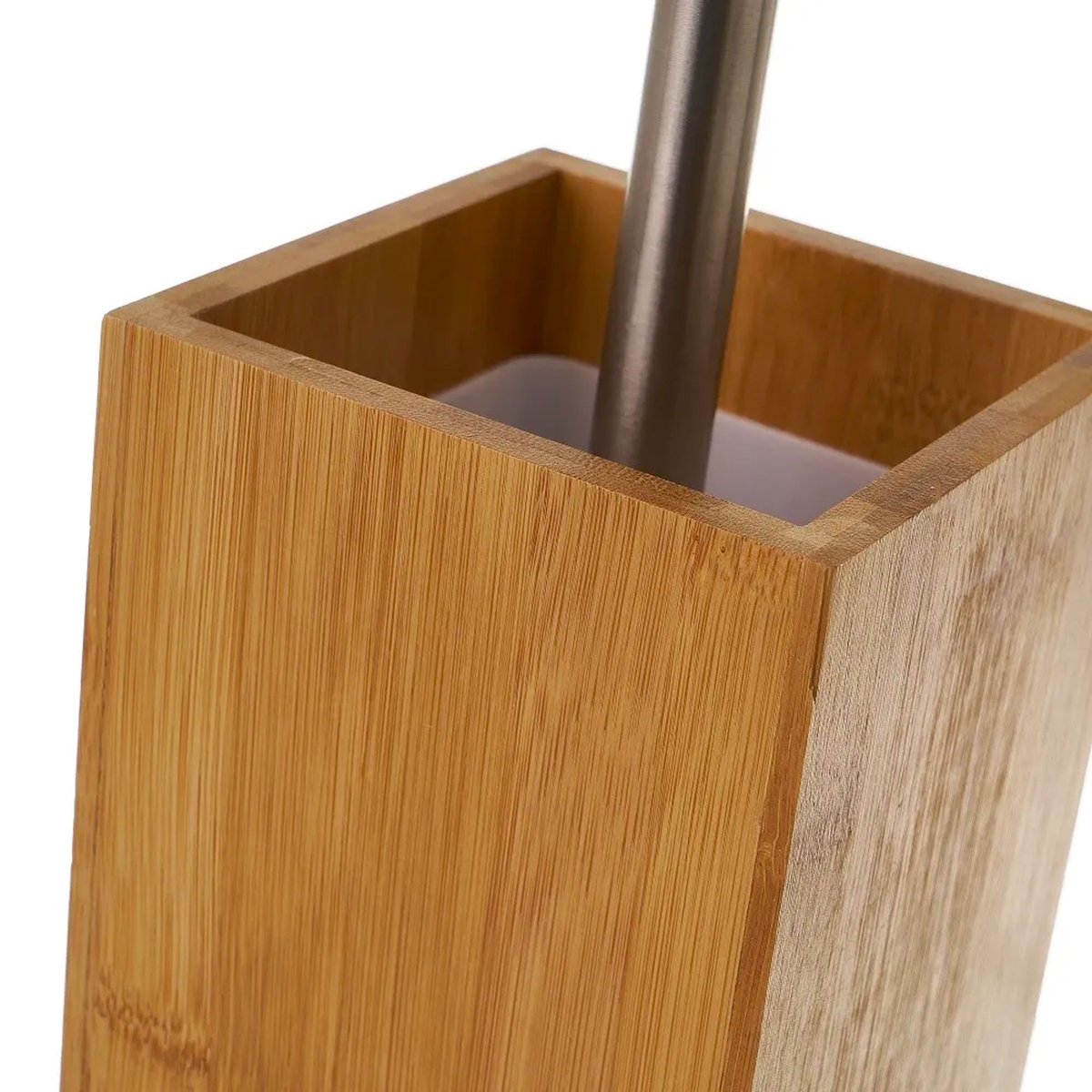 Brosse WC en bambou base carrée 10x10x36.5cm bois, WADIGA