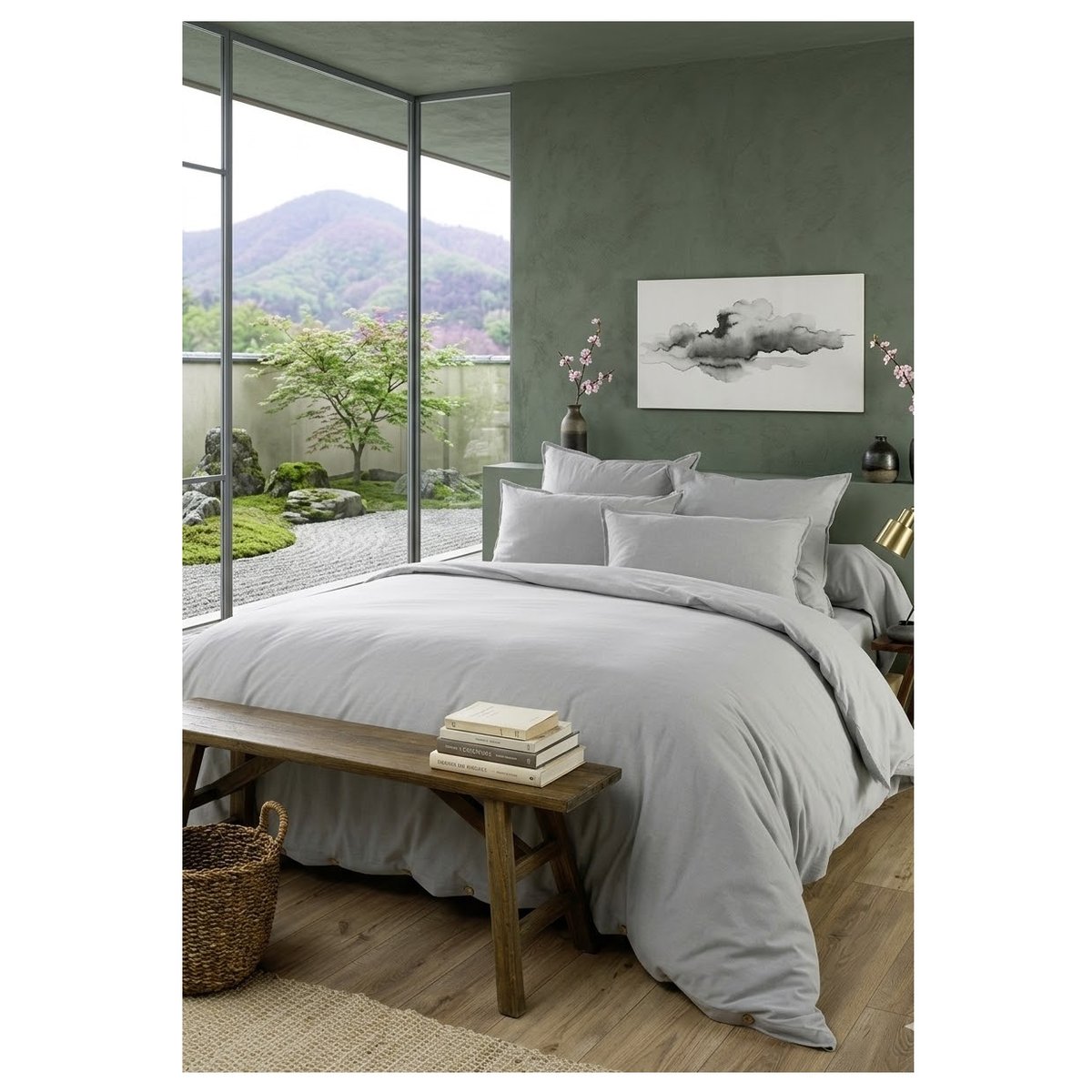 Taie d'oreiller flanelle de coton Candice gris_clair, EDEN