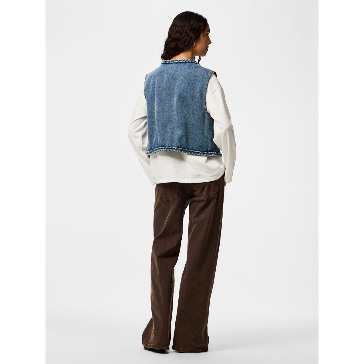 Gilet En Denim light blue denim, PIECES