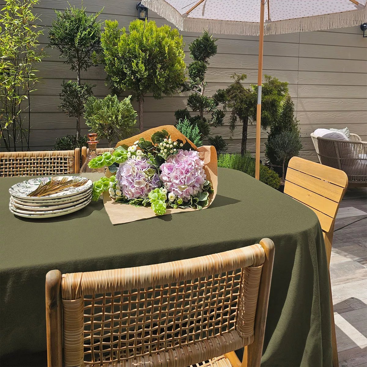 Nappe pur coton PARADIA kaki, GARNIER THIEBAUT