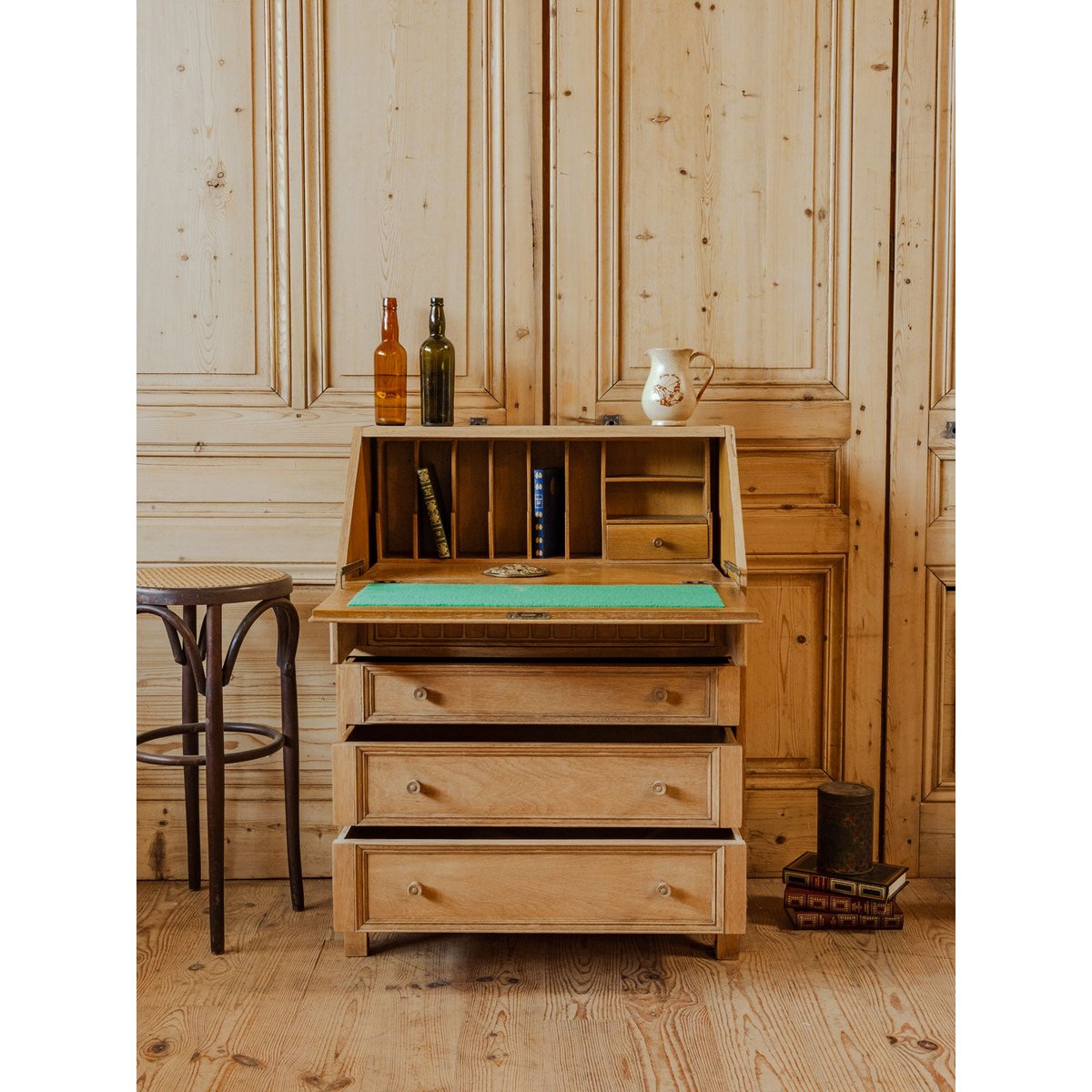 Secrétaire en bois Honoré N°192 - Bon état bois clair, DEBONGOUT