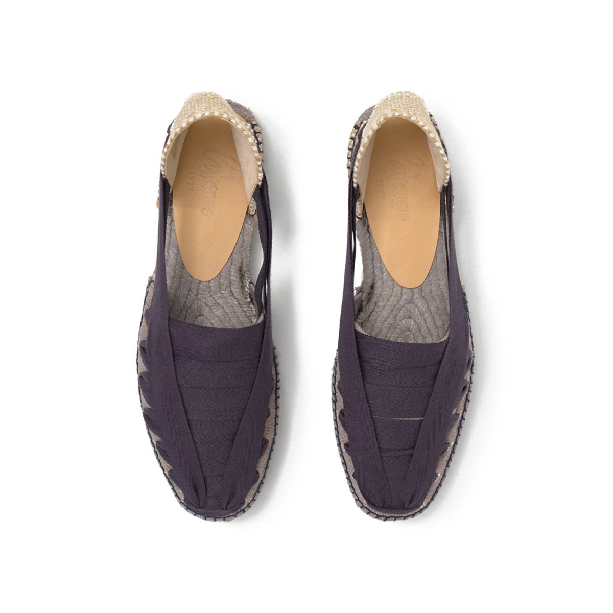 Espadrilles plates en coton organique à lacets NORMAN PLATFORM bleu marine, CASTANER