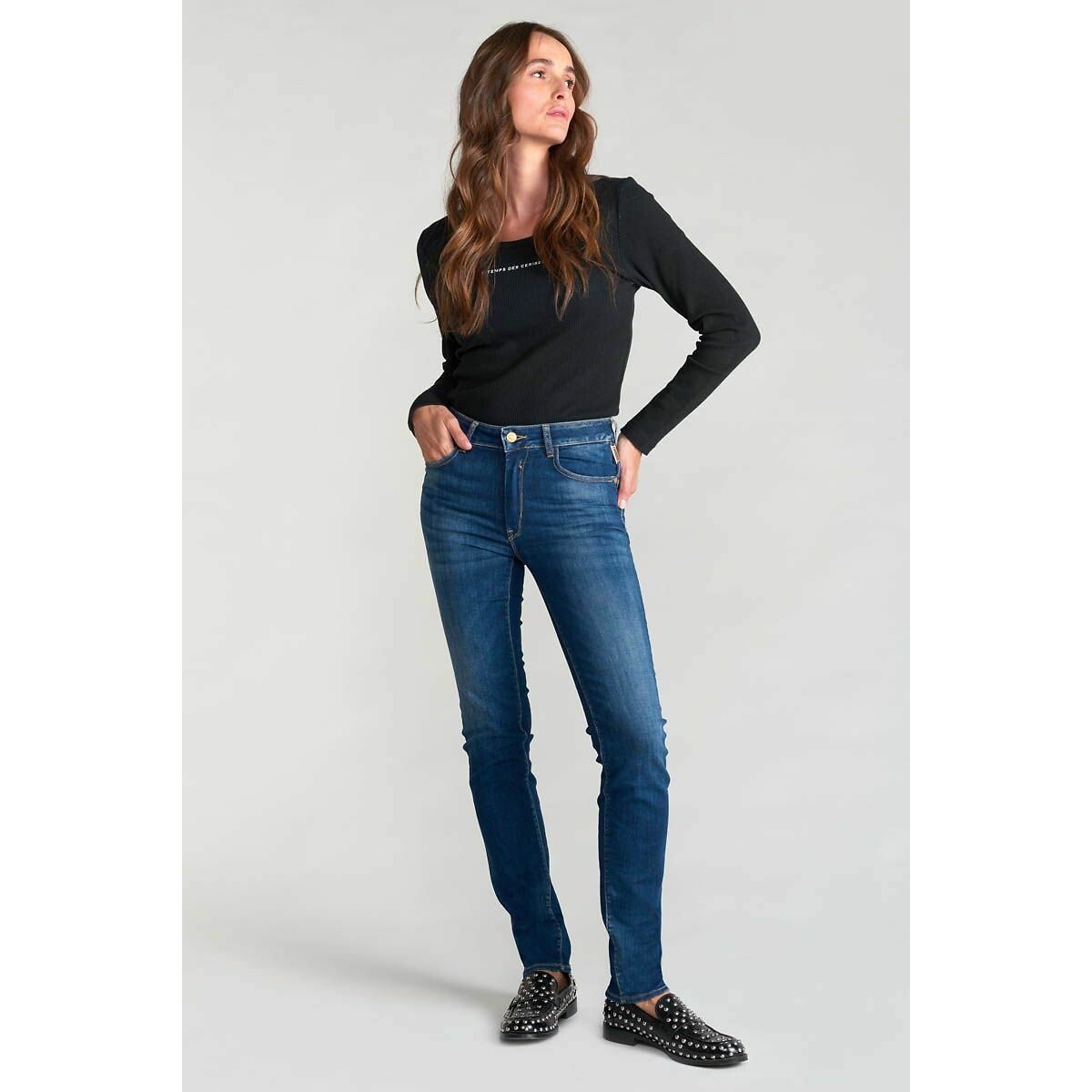 Casal Straight Jeans with High Waist used stonewashed, LE TEMPS DES CERISES