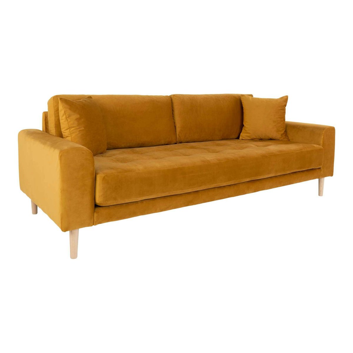 Canapé droit moderne en tissu AMSTERDAM moutarde - 3 places, PIER IMPORT