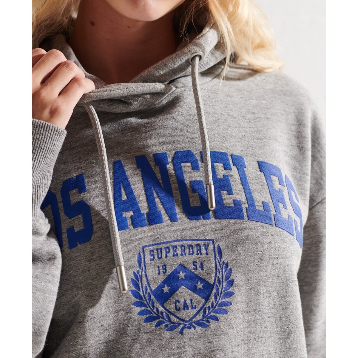 Sweat à capuche oversize City College gris chiné flammé, SUPERDRY