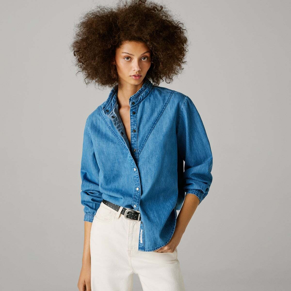 Blouse Coupe Regular En Denim pepe bleu propre, PEPE JEANS
