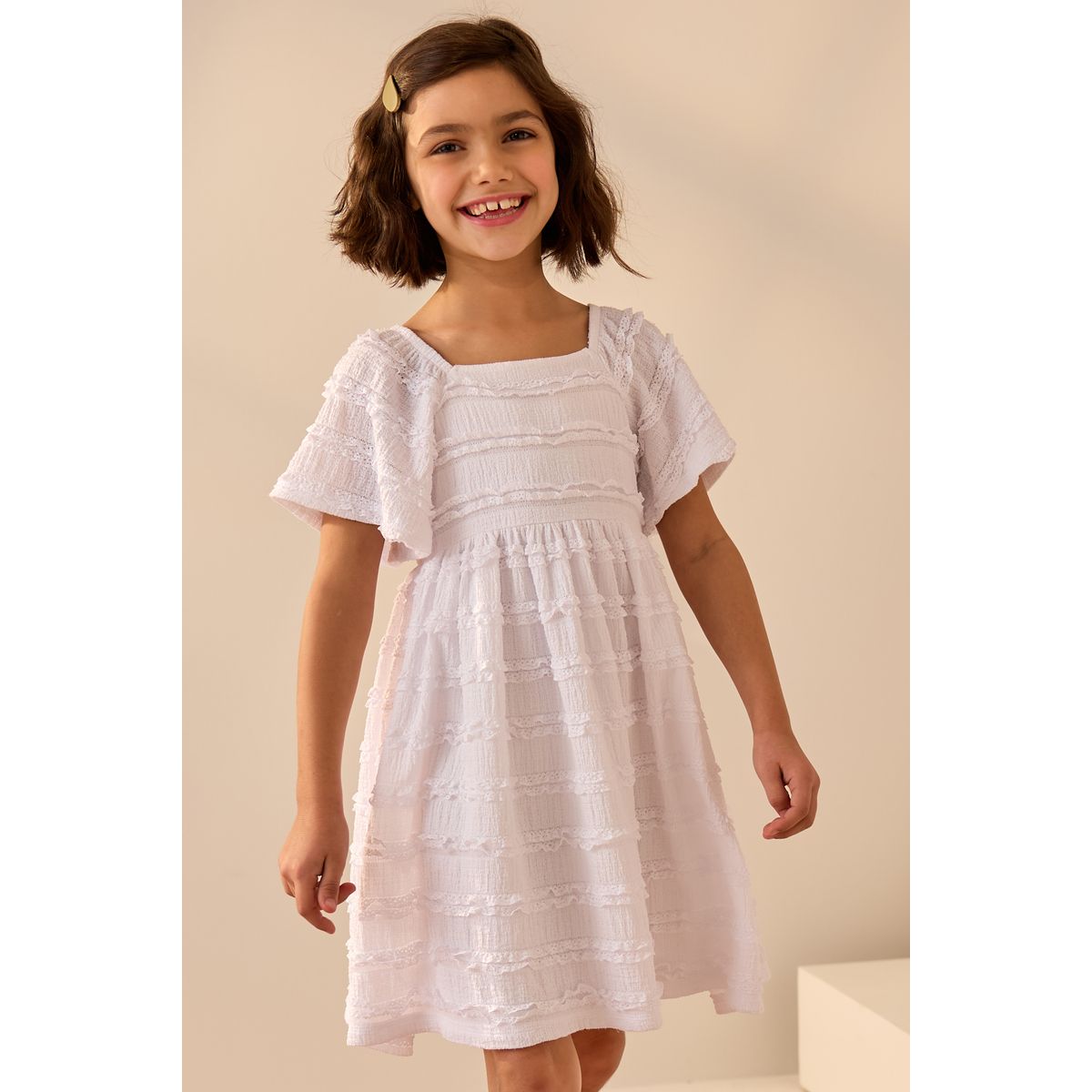 Robe à volants blanc, NEXT