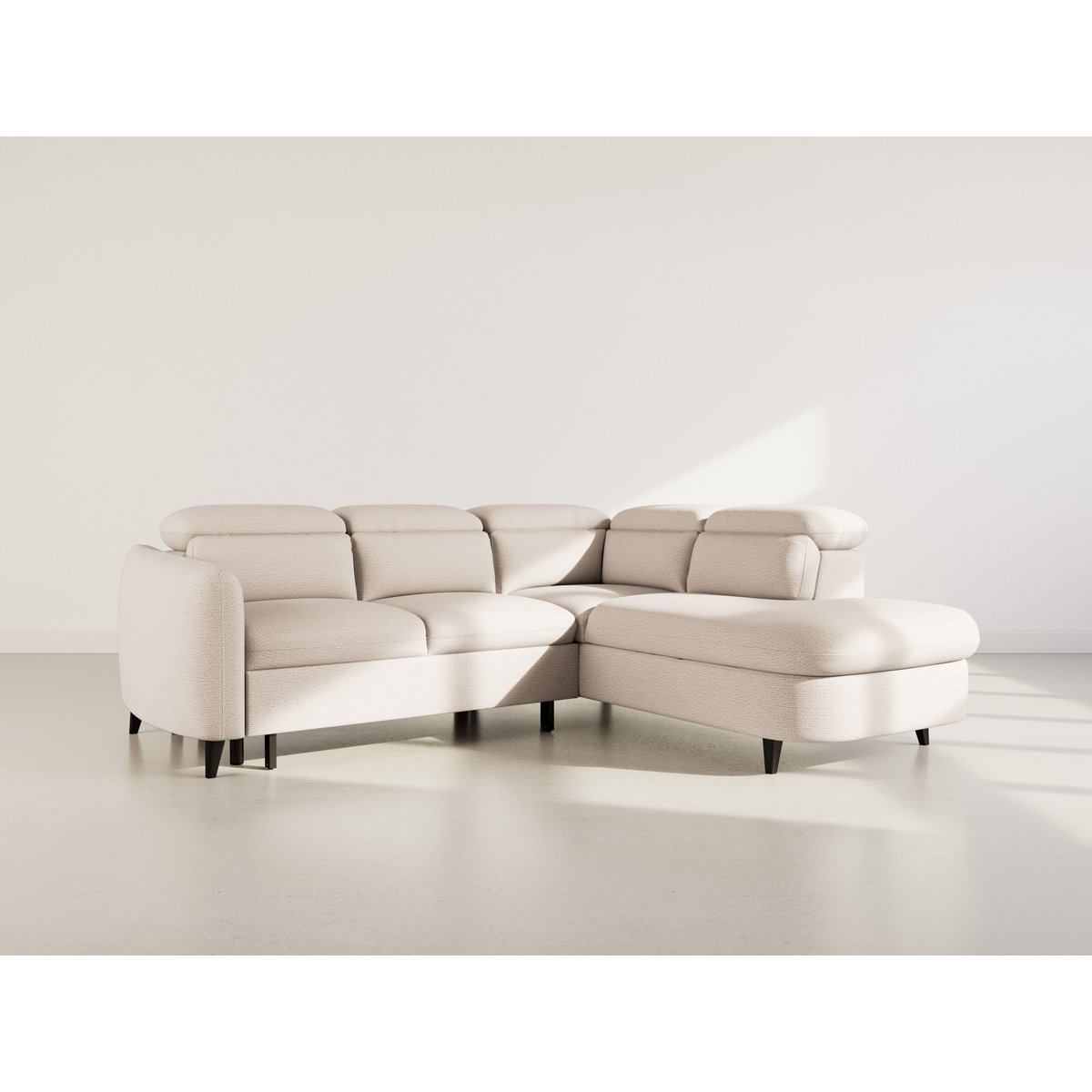 Canapé angle droit convertible tissu texturé, OPALINE beige, BEST MOBILIER