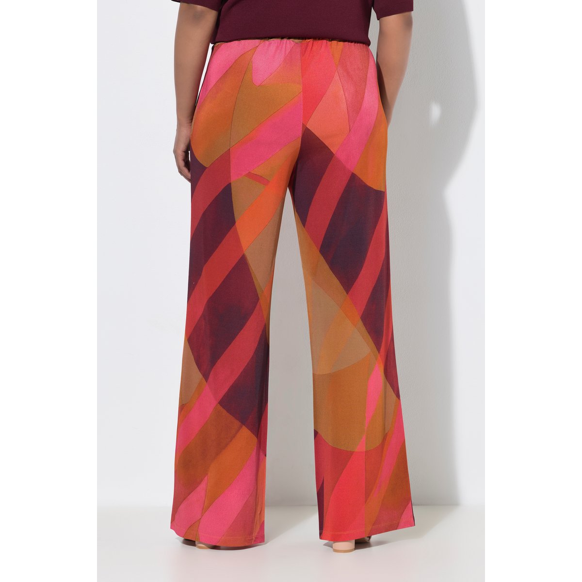 Pantalon au tombé fluide, motif à rayures rouge vin, ULLA POPKEN