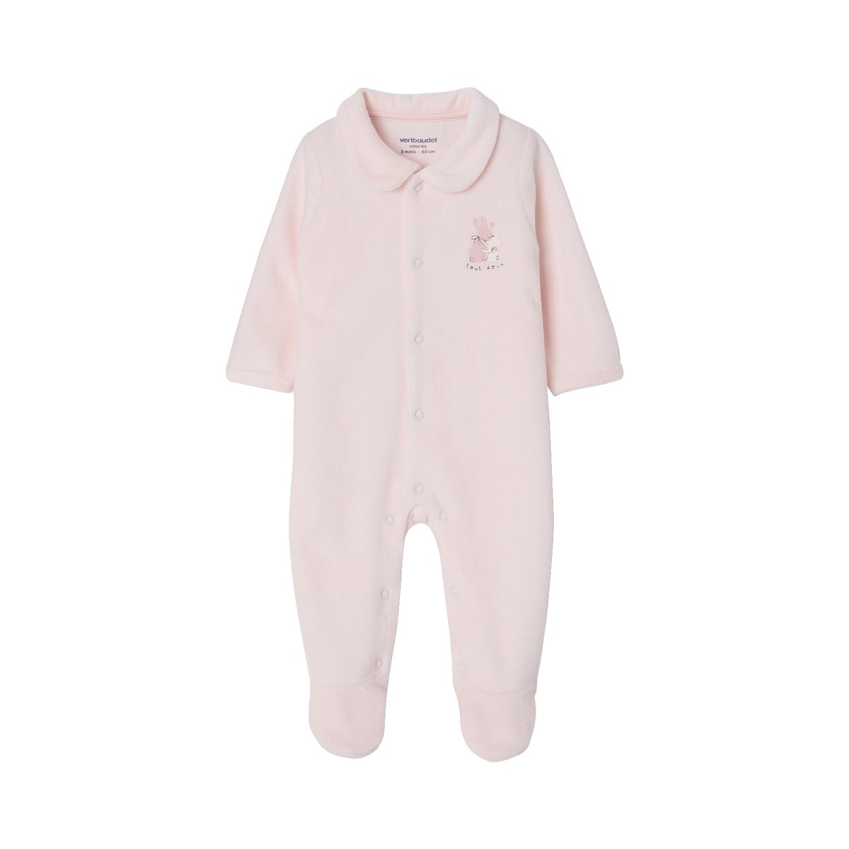 Lot de 2 dors-bien ouverture devant rose pâle, VERTBAUDET