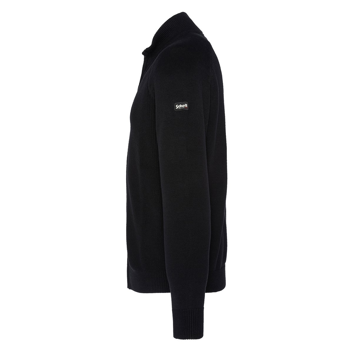 Pull zippé côtelé noir, SCHOTT