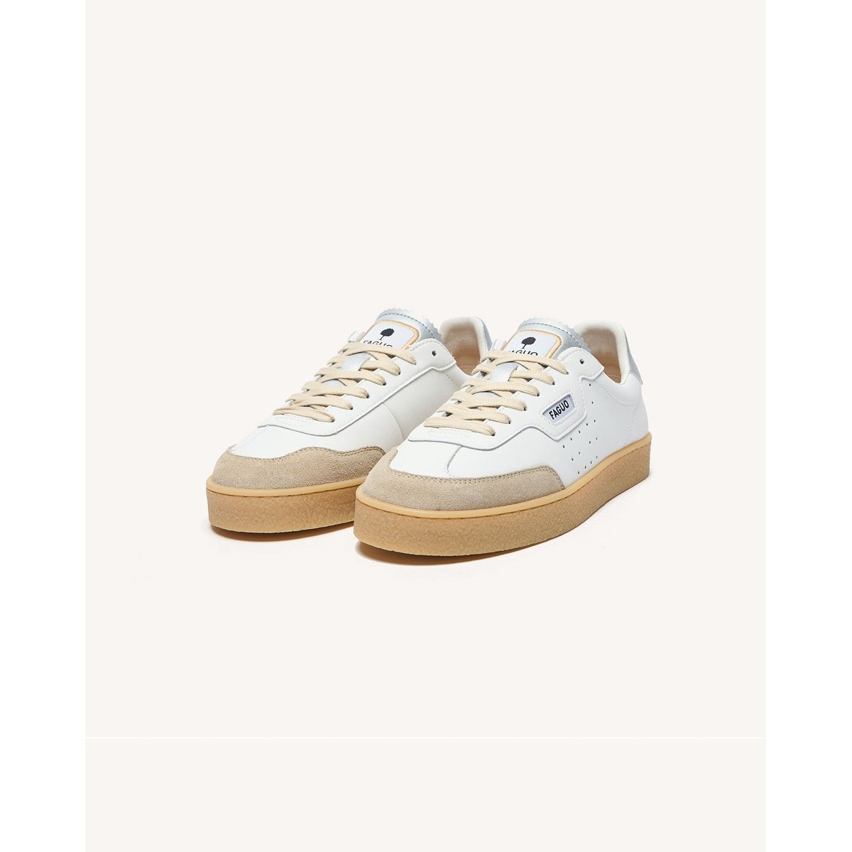 Baskets basses cuir suede LUMBO blanc, FAGUO