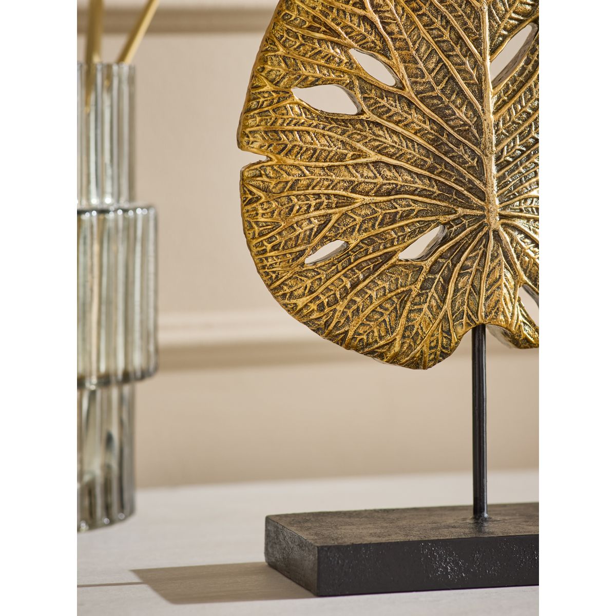 Objet décoratif feuille de lotus doré, NEXT