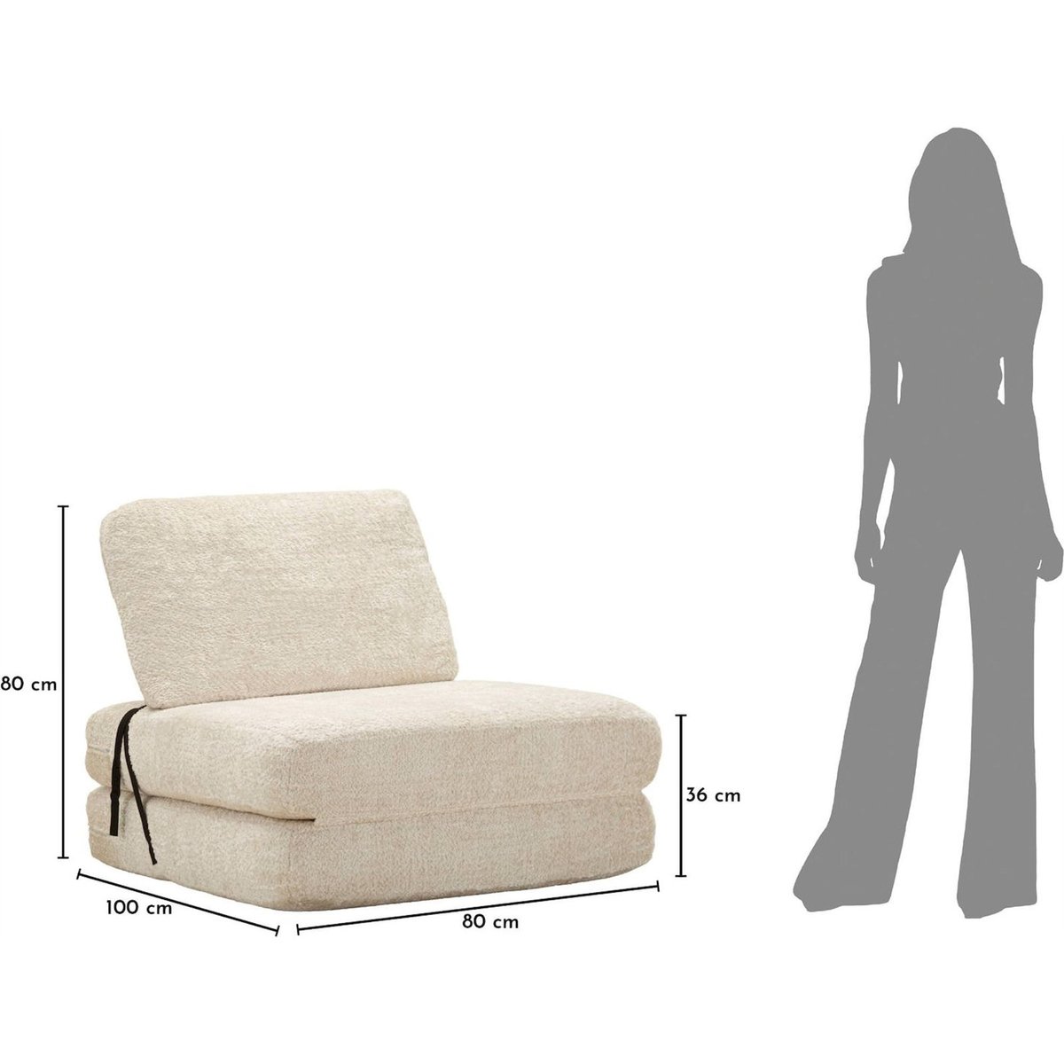 Fauteuil convertible compact bouclé MODERN blanc, RECOLLECTION