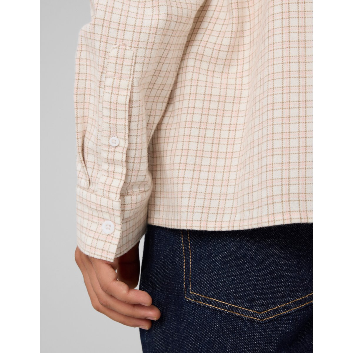 Chemise flanelle à carreaux rose pâle, BZB