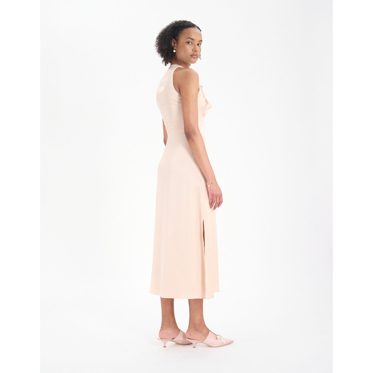 Robe Victorine en viscose mélangée rose pâle pale pink, INES DE LA FRESSANGE PARIS