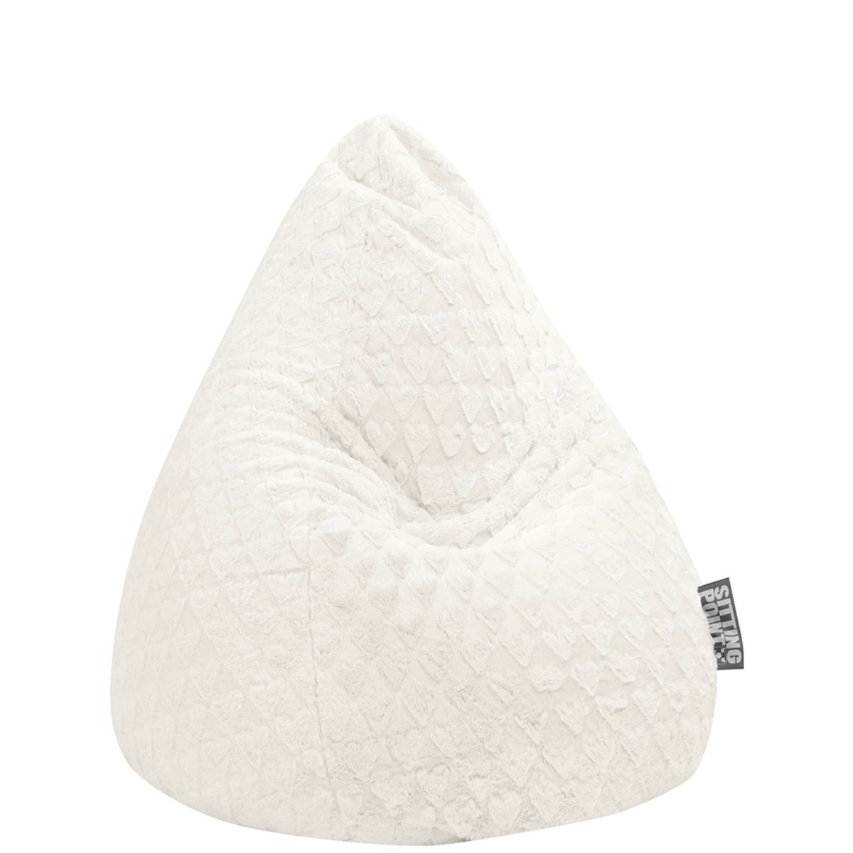 Pouf poire FLUFFY HEARTS XL blanc, SITTING POINT