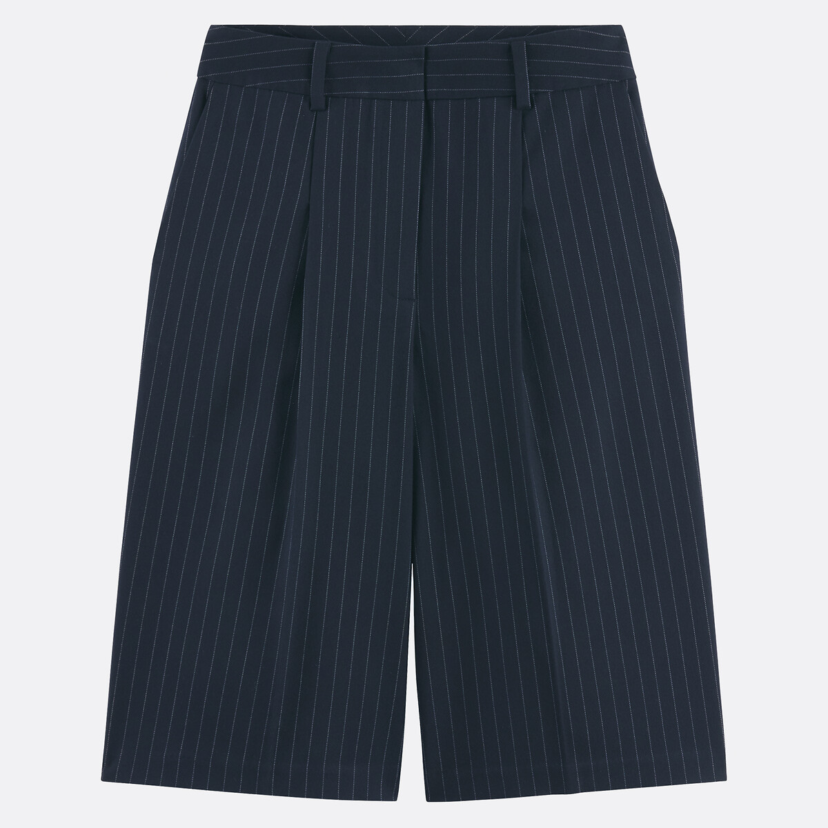 Striped Pleated Bermuda Shorts navy/off-white striped, LA REDOUTE COLLECTIONS