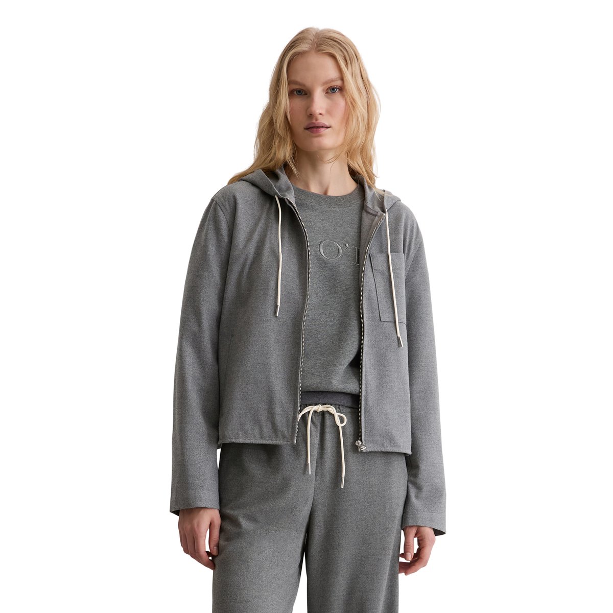 Veste à capuche d'intérieur regular en polyester et viscose recyclés gris, MARC O'POLO