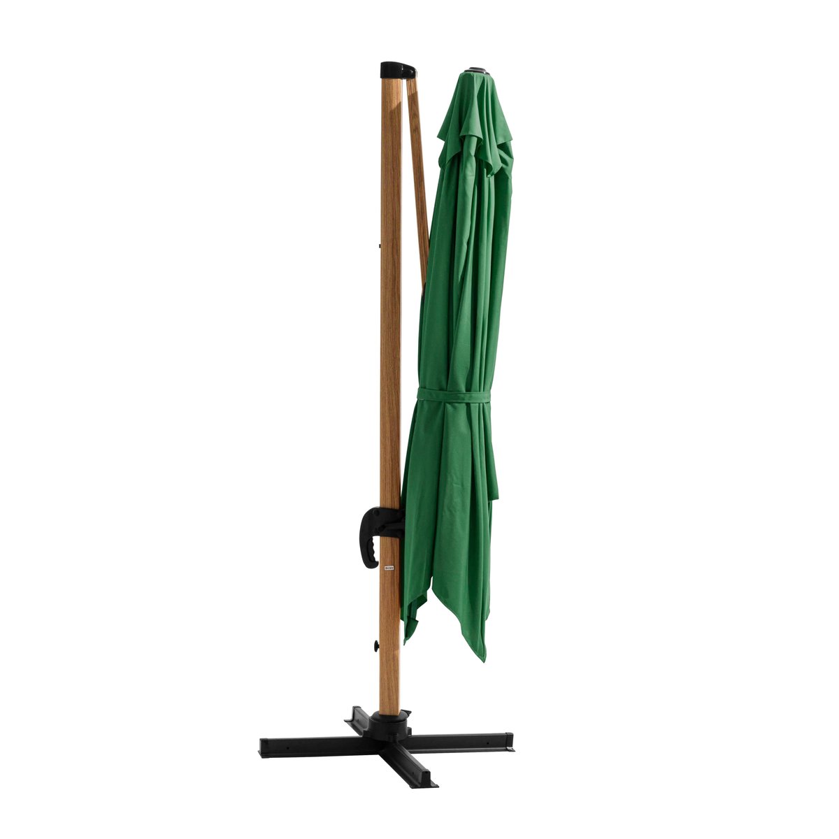 Ensemble parasol déporté 3 x 3m inclinable rotatif + dalle à lester sur roues 100L, BRESCIA vert cactus, OVIALA