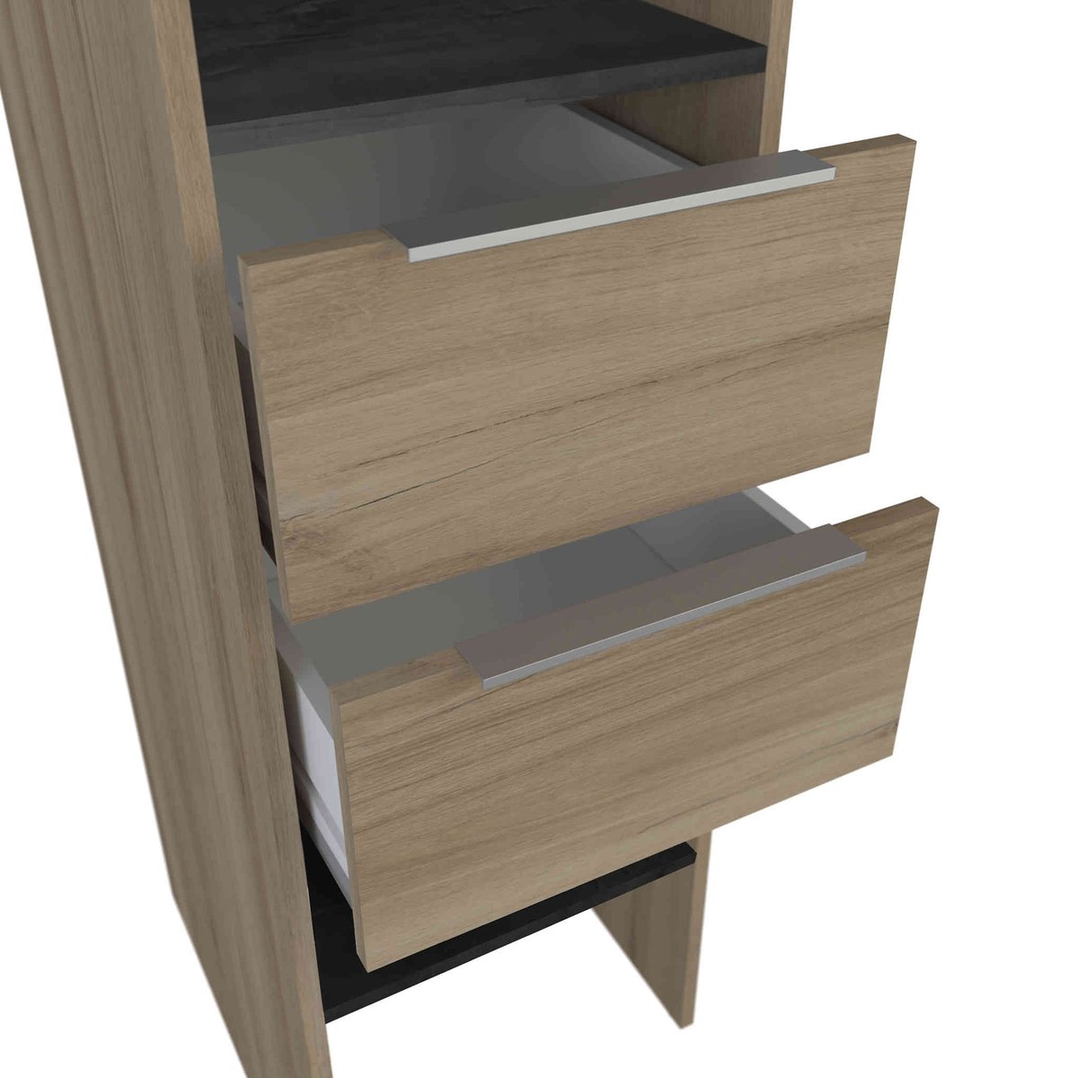 Dressing ouvert avec rideau, extensible bois naturel, TERRE DE NUIT